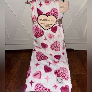 BCBGeneration Valentine Disco Conversation Heart Plush Throw Blanket